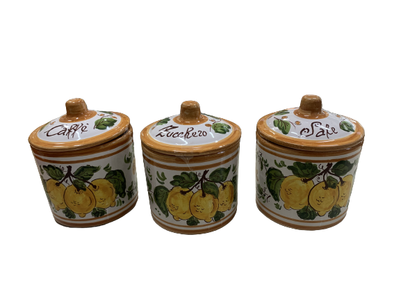 Barattoli da cucina decoro limoni - Ceramica Massimino